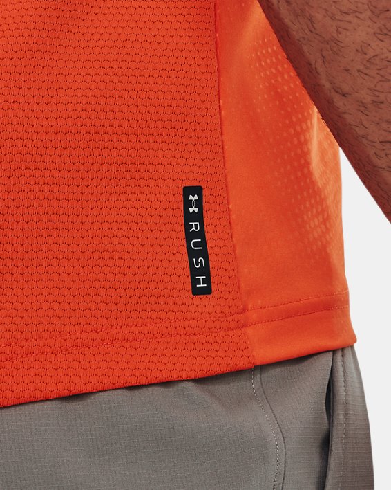 Men's UA RUSH™ Emboss Short Sleeve, Orange, pdpMainDesktop image number 4
